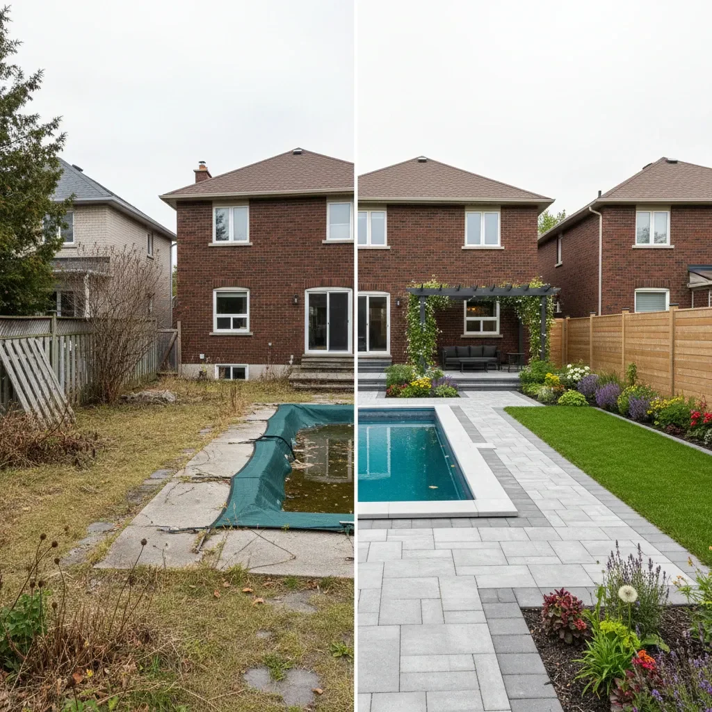 Landscape architect transformation - before and after by Urban Landscaping Laval in Laval